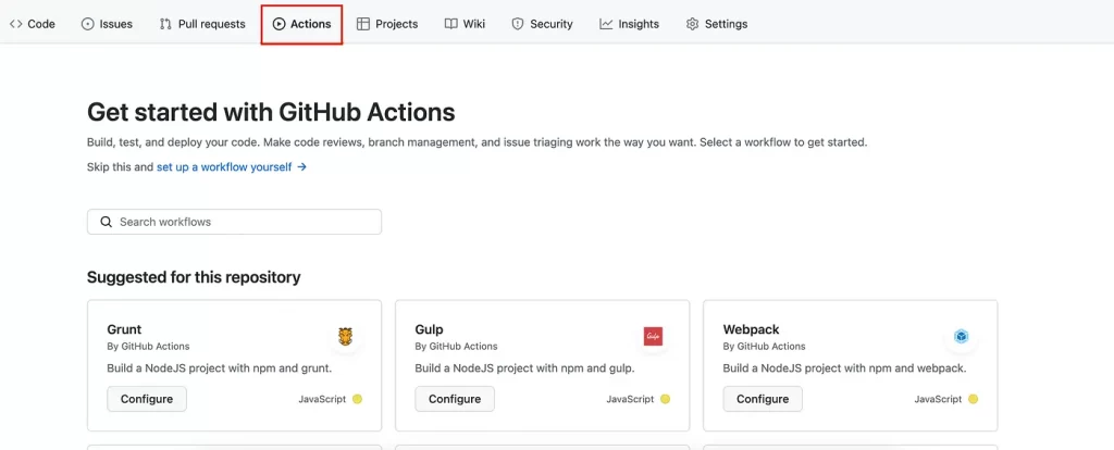 get started with GitHub actions